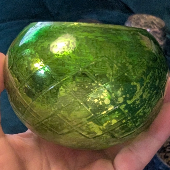 Urban Outfitters Set Of 3 Metallic Votive Candle Holders, Bright Green & Silver - Picture 6 of 8